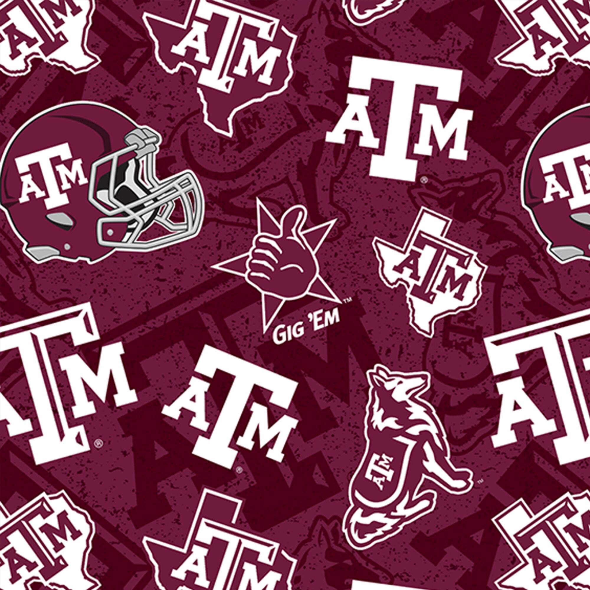 NCAA Texas A&M University Aggies Logo Tone-on-Tone Cotton Fabric